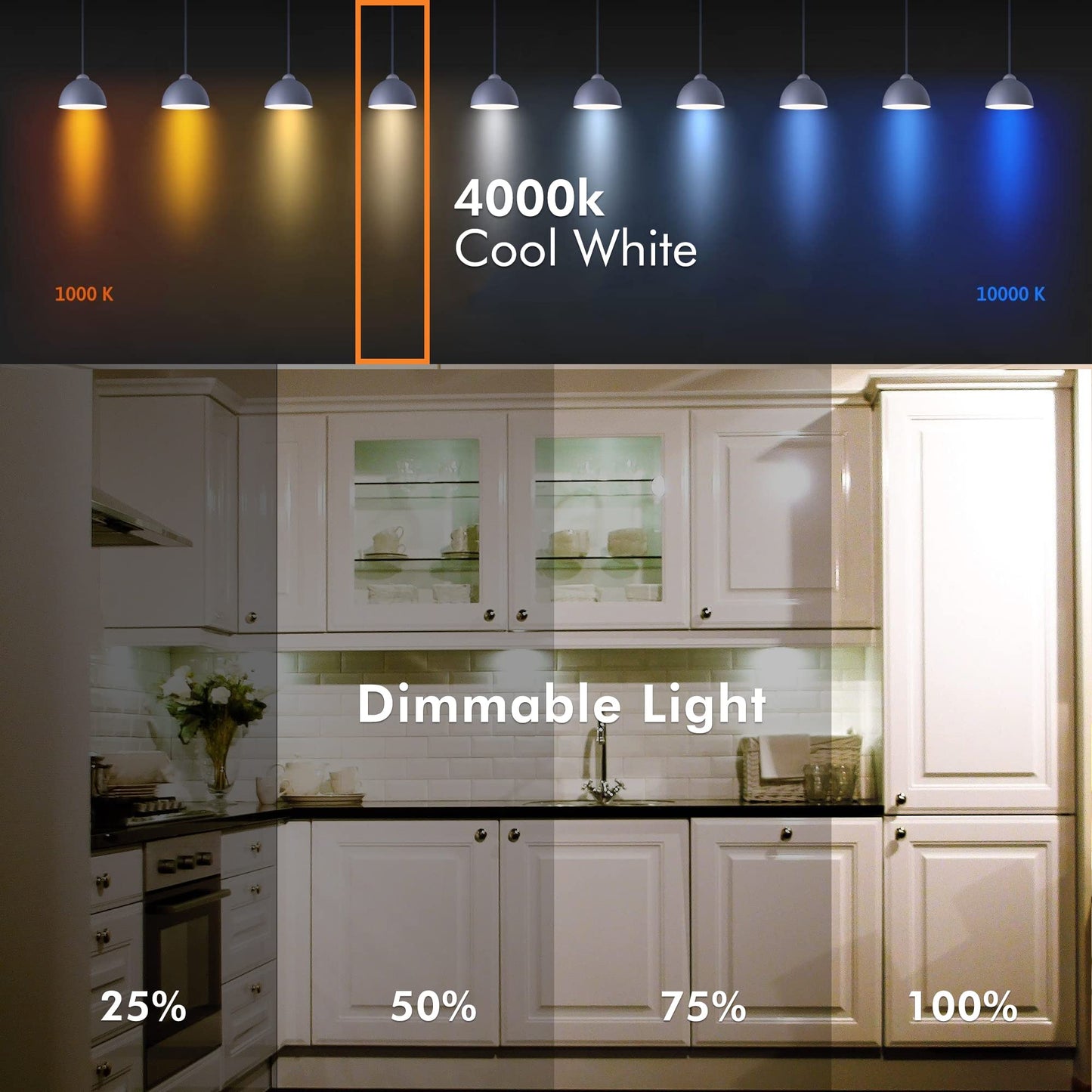 Xtricity LED Closet Puck Light Bulb, Dimmable, 800 Lumens, 4000K Cool White, E26 Base, 6 Count, UL Listed