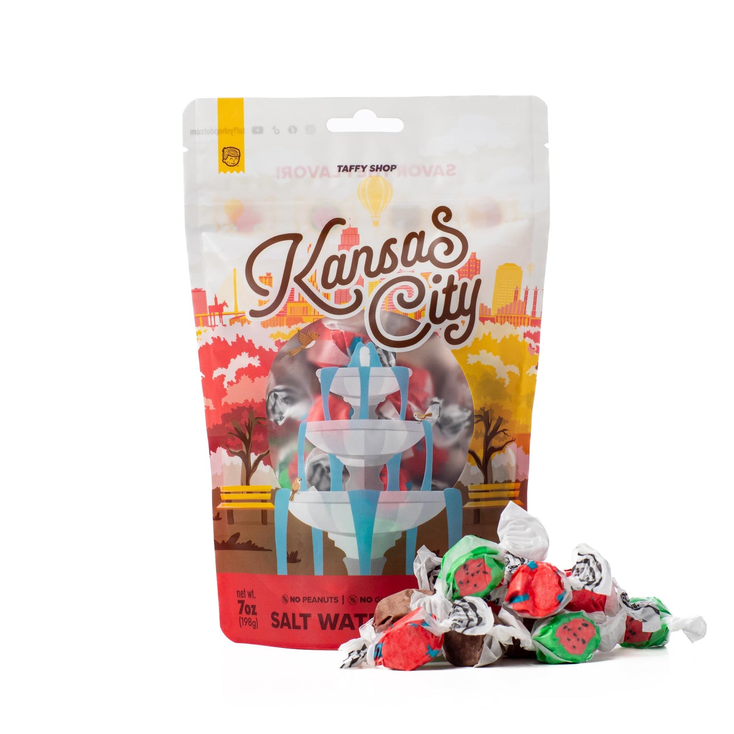 Taffy Shop Kansas City Favorites, Salt Water Taffy - Gourmet Soft Chewy Candy, Variety Pack, Bulk Sweet Snack, Fresh Gift & Glut