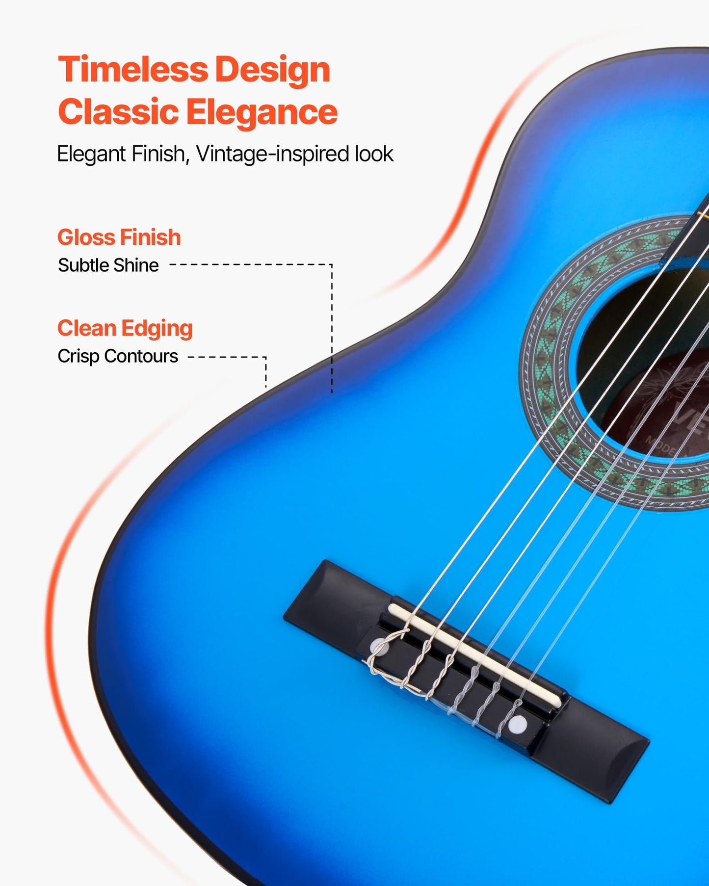 Vevor Acoustic Guitar For Kids & Beginners, 30 Inch Classical Guitar With Nylon Strings & Full Starter Kit (Gig Bag, Tuner, Stra