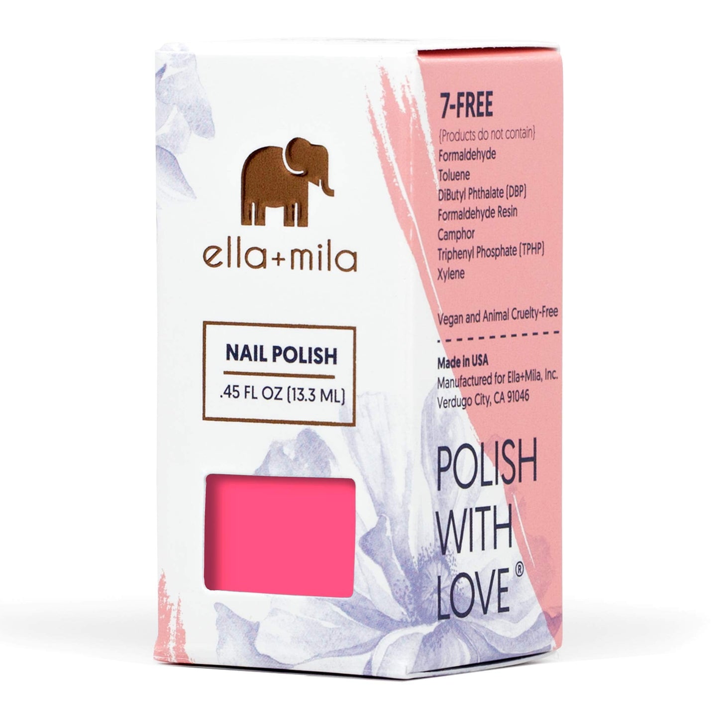 ella+mila Professional, Quick Dry, Long-Lasting & Chip-Resistant Pink Nail Polishes (Island Love - 0.45 fl oz)