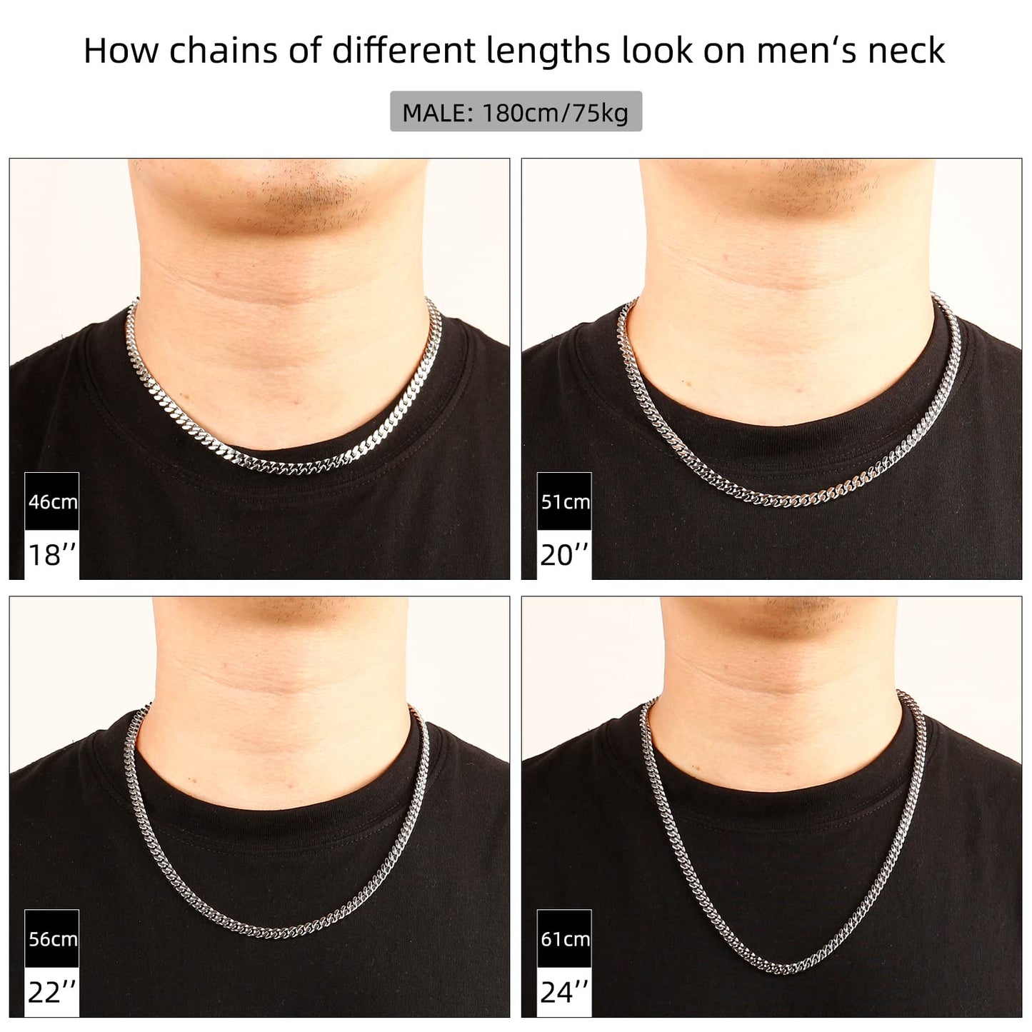 CaptianSteel Miami Cuban Chain Necklace for Men/Women,316L Stainless Steel 5/9MM Width 18/20/22/24Length Fashion Snap Button Hip