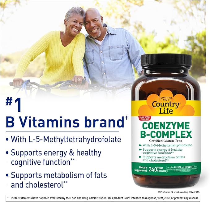 Country Life Coenzyme Vitamin B Complex Caps 240 Capsules and Magnesium Citrate 250 mg, 120 Tablets Bundle