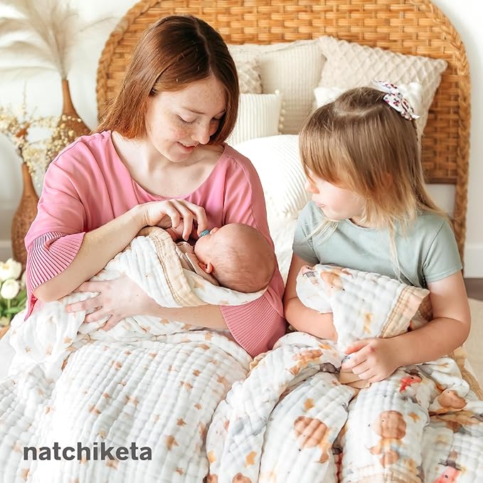 Organic Cotton Muslin Baby Blanket for Boys and Girls - Luxurious Soft Toddler Quilt for Swaddling - Gender Neutral Blanket - Baby and Toddler Gift - Bright Dot