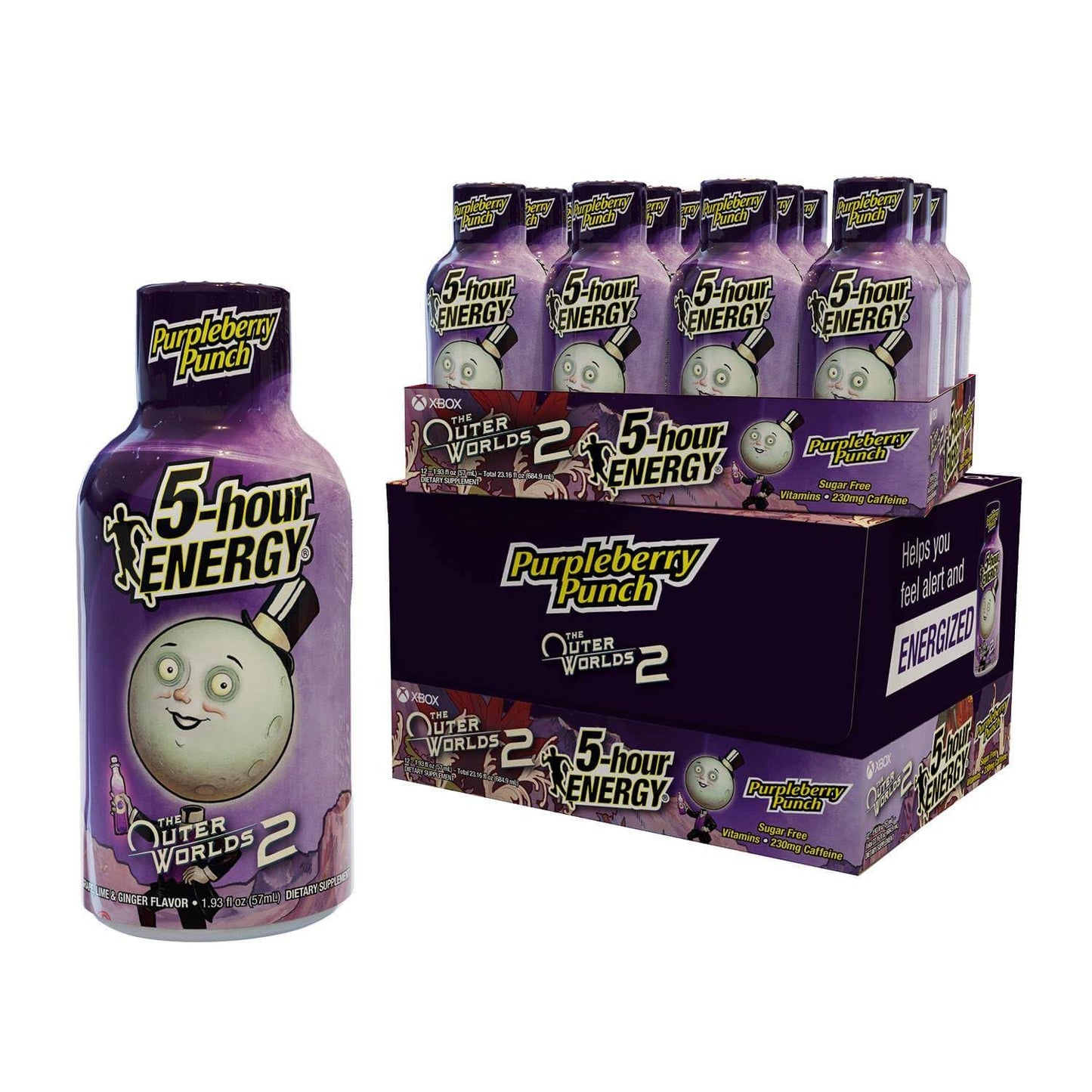 5-hour Energy Shots Outer Worlds 2 Purpleberry Punch Flavor 1.93 Fl Oz Pack of 24