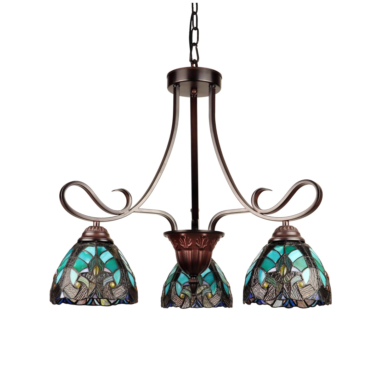 Chloe Lighting Mini Chandelier, Victorian-Style, 3-Light, Antique Dark Bronze Finish, 25in Wide, Multicolor, Model CH18780VG25-DD3