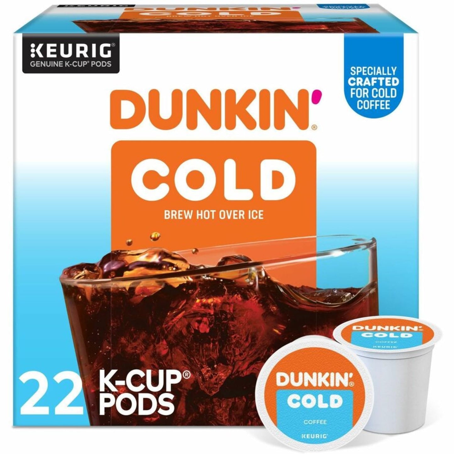Dunkin Donuts Brew K-Cup Pod Over Ice Keurig Single Serve K-Cup Pods 22 Count - Smooth - K-Cup Pod - Roasted Arabica - Kosher - 22 / Pack