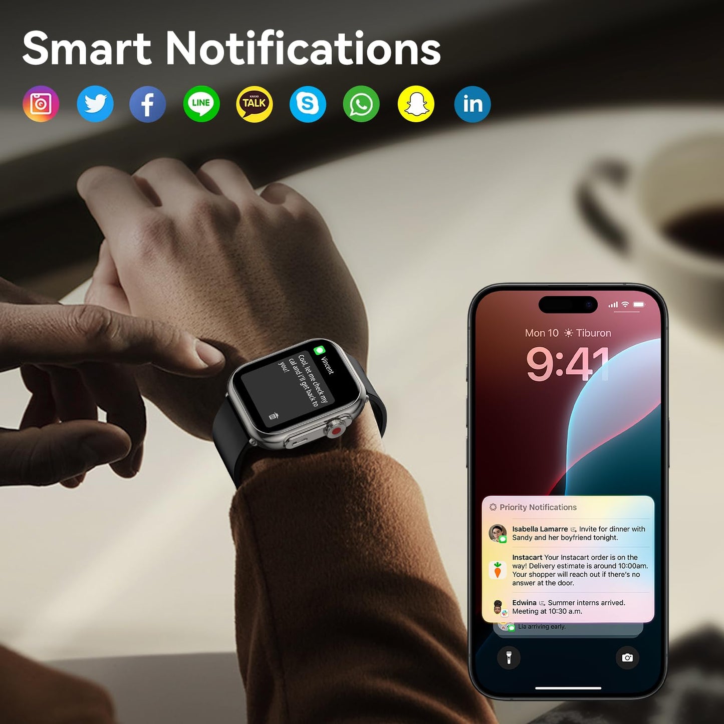 Smart Watch for Men Women, 1000 mAh 100 Day Battery Life, 1.85" Fitness Tracker Bluetooth Call/Make Calls, IP68 Waterproof, 120+ Sport Modes, 24/7 Heart Rate/Sleep Monitor Fitness Watch, iOS/Android
