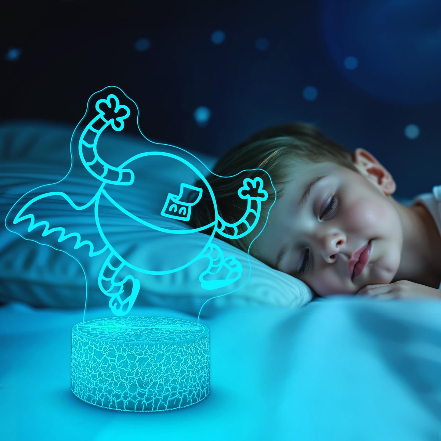 Officially Licensed Dog Man Night Light - Lightning Dude LED Glow Light with Removable 7 Colors Base, Kids Bedroom Decor Bedside