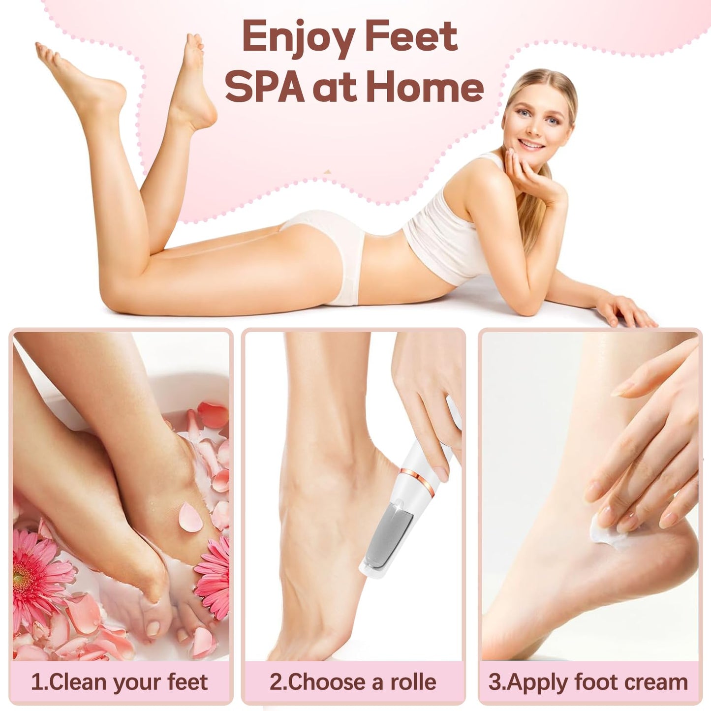 ZABOUL Electric Foot Callus Remover, Callus Remover for Feet Rechargeable Portable Pedicure Tool Kit, Smooth Pedicure Wand for F