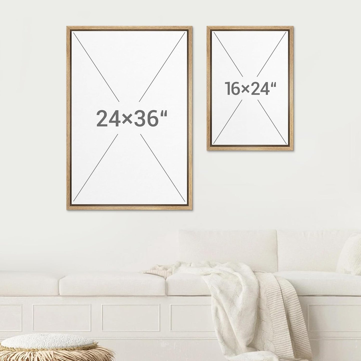 SIGNWIN Framed Canvas Print Wall Art Set Black White Industrial Paint Strokes Abstract Shapes Illustrations Modern Art Minimal Decorative Nordic for Living Room, Bedroom, Office - 16"x24"x2 Natural