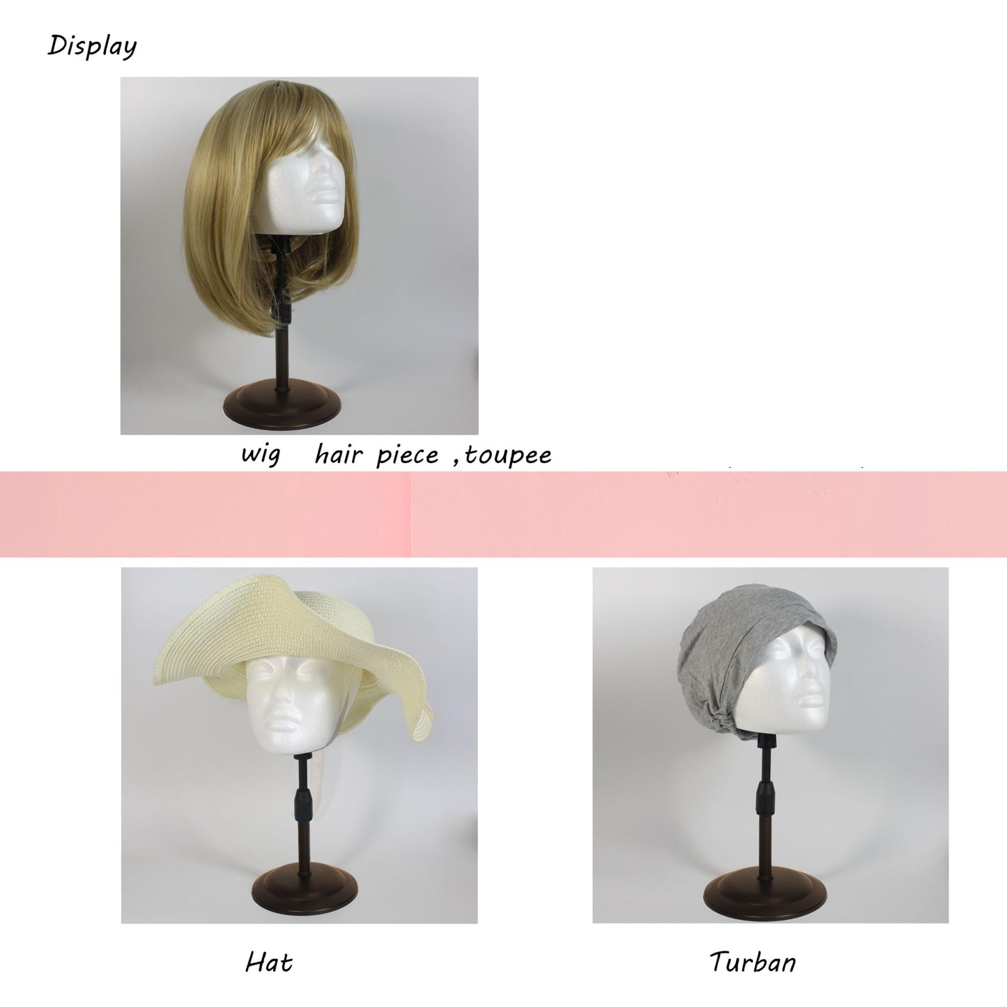 FASHION DO 2 PACKS Adjustable wig or hat styrofoam mannequin head holder stand (13 to 17 )