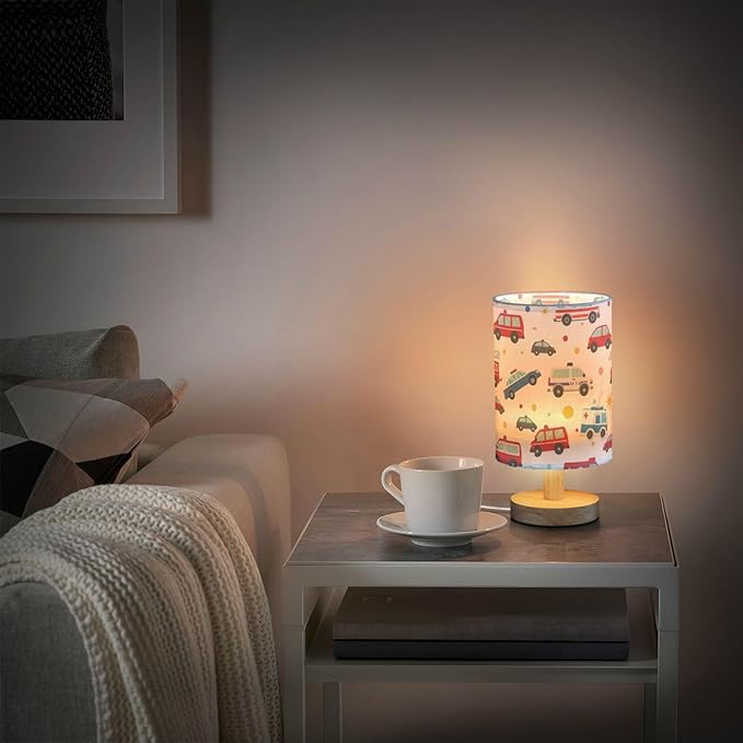 Fire Truck Police Ambulance Car Table Lamp for Bedroom Bedside Lamp Desk Lamps Cylinder Nightstand Lamp for Living Room Office Decor