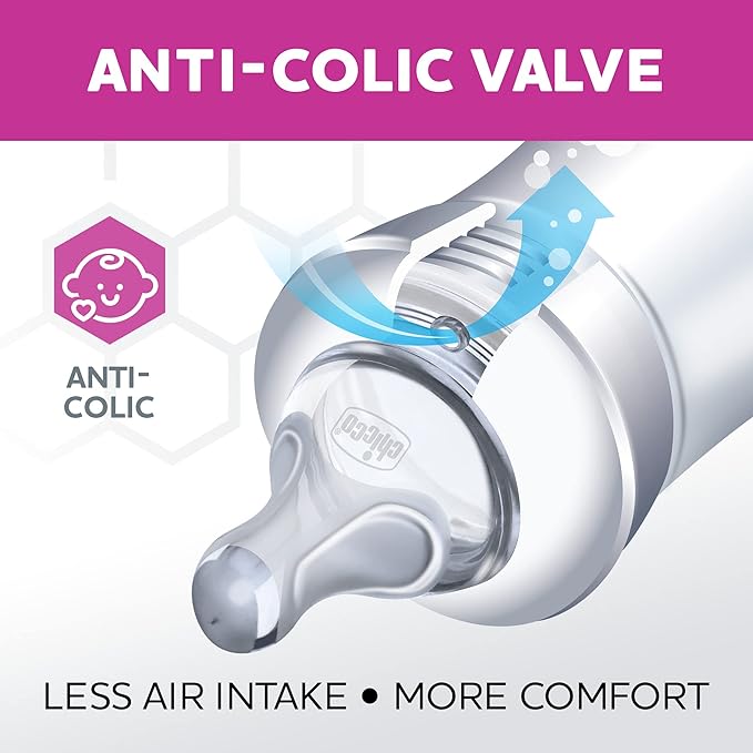 Chicco Duo 5oz. Hybrid Baby Bottle with Invinci-Glass Inside and Plastic Outside | Dishwasher, Bottle Warmer, and Electric Sterilizer Safe | Intui-Latch Nipple | Clear/Pink, 2pk
