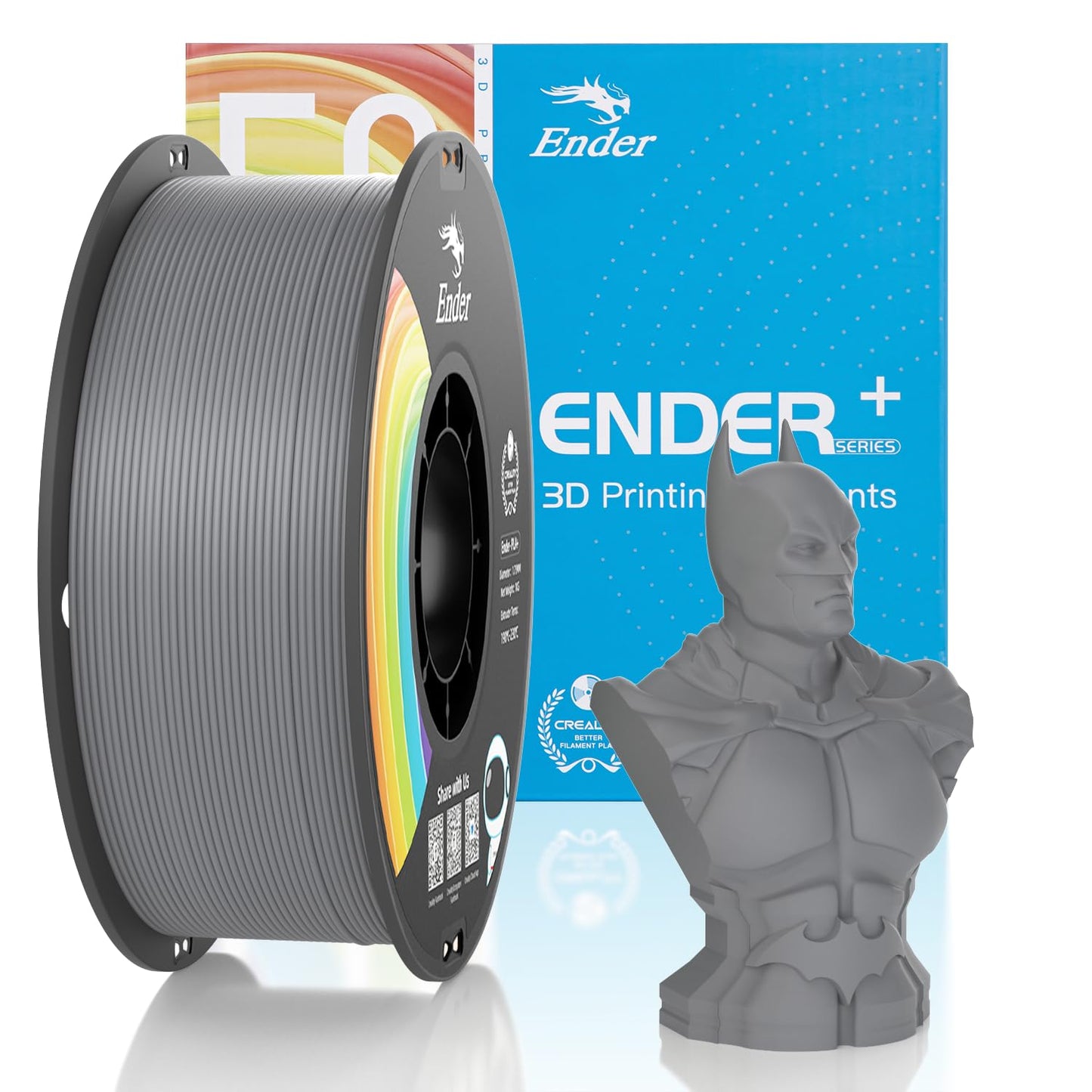 Official Creality PLA Filament Pro Grey, 1.75mm 3D Printer Filament, Ender PLA + (Plus) Printing Filament, 1kg Spool (2.2lbs), D