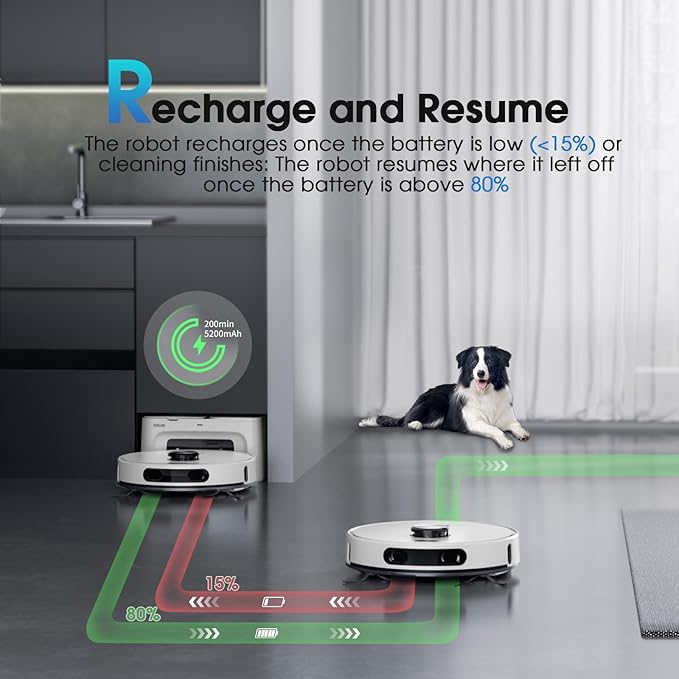 Robot Vacuum and Mop Combo, 3-in-1 Robotic Vacuums Cleaner with 70-Day Self-Emptying Base, LiDAR Navigation Smart Mapping & Strong 6000Pa Suction, for Pet Hair, Hard Floor, Carpet