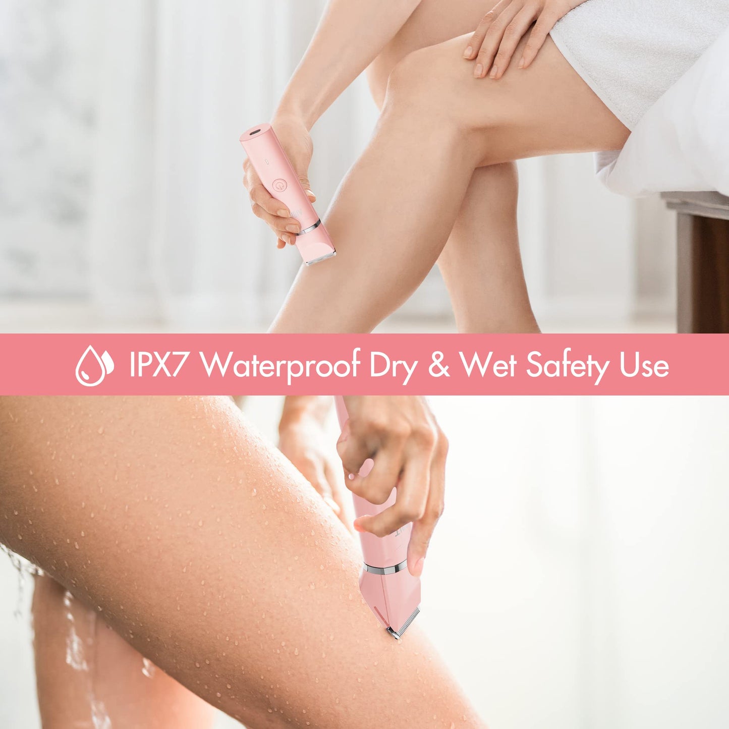 AIBRIT PRO Electric Bikini Trimmer for Women - 2 in 1 Electric Lady Pubic Hair Groomer Painless Hair Removal Razor Body Shaver,
