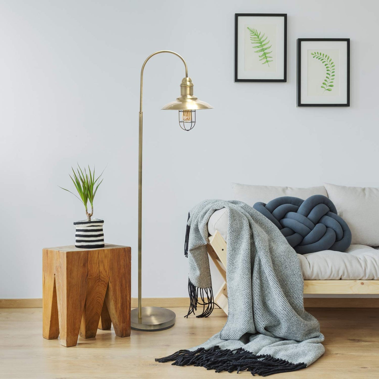 Elegant Designs LF1032-ABS Rustic Open Cage Floor Lamp, Metal, 19.25inL x 12inW x 64inH, Antique Brass