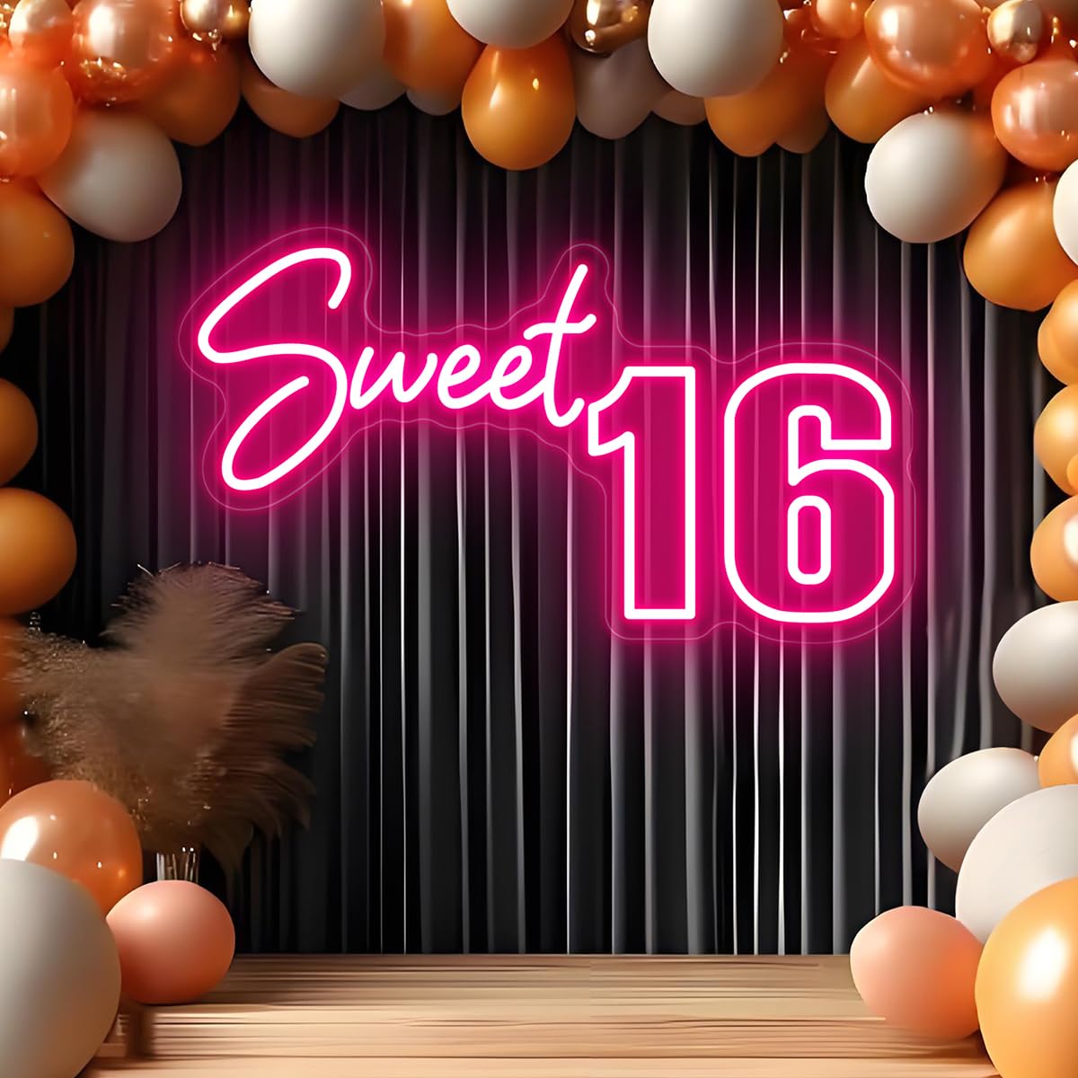 Sweet 16 Party Decorations Neon Sign, Sixteen 16th Birthday Decorations Gift for Girls, Light Up Numbers Sweet 16 Sign for Party