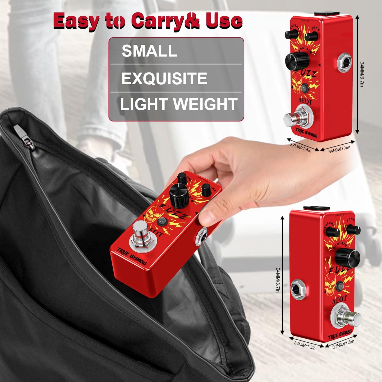 Classic Fuzz Guitar Pedal Vintage Fuzz Mini Guitar Effects Pedal Traditional Fuzz Effect, Plump And Rich Tone,Guitar Effects Ped