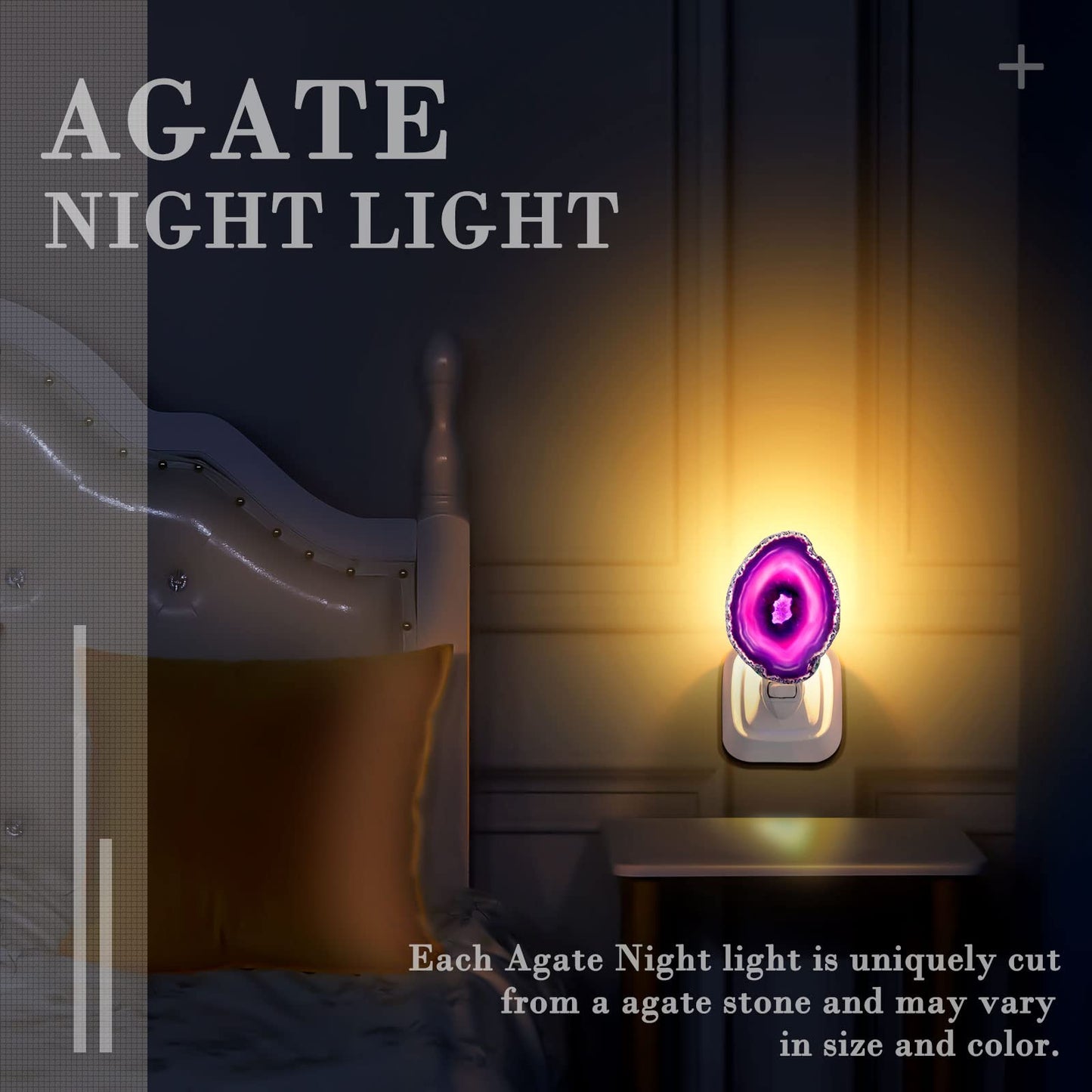 Agate Night Light Agate Slice Light Crystal Nightlight Plug Into Wall With Switch Home Decor Hallway Lights Nightlight For Toilet Kitchen Bedroom (Purple)