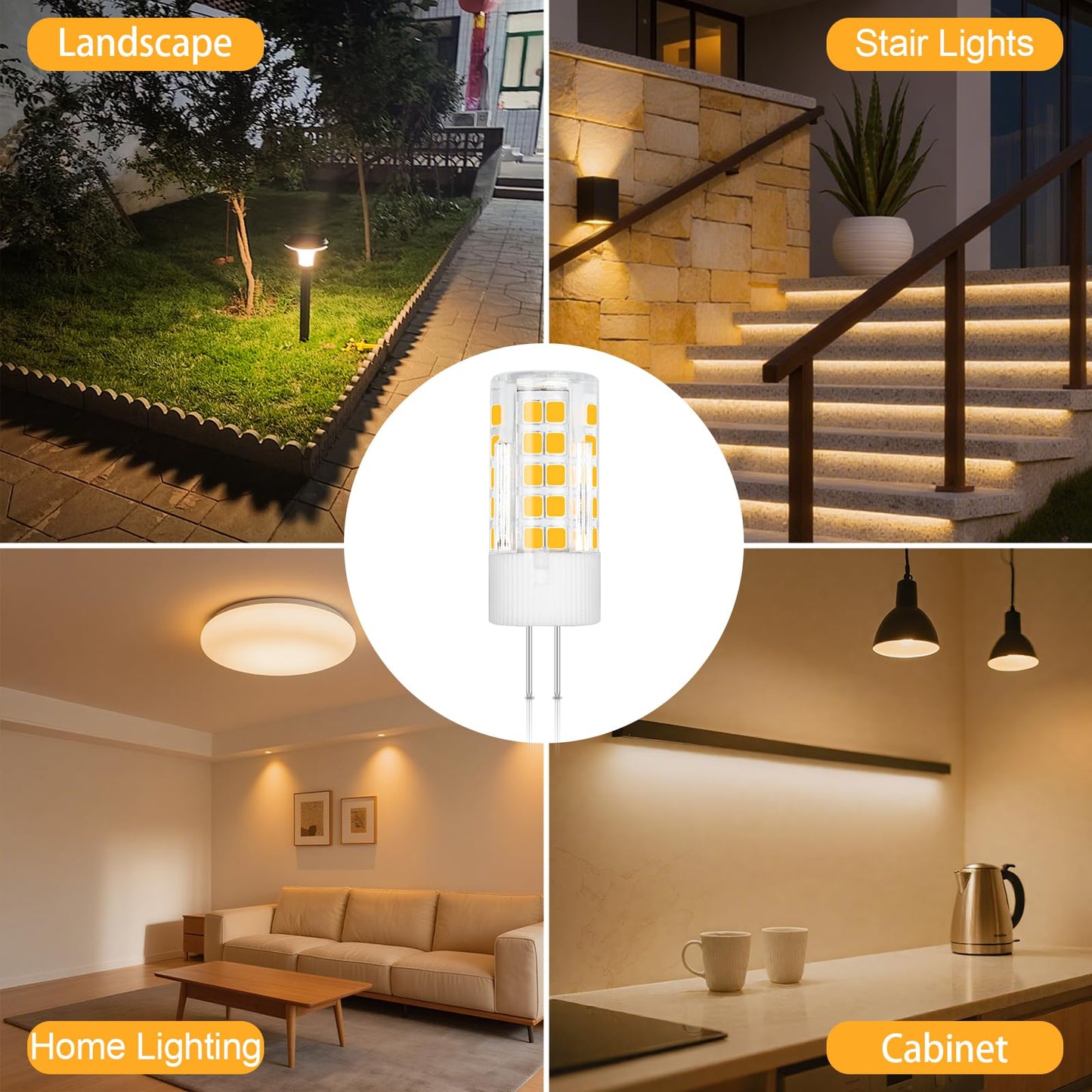 Trijzhou 5 Pack G4 12V Led Light Bulbs 4W (40W 30W Halogen Equivalent) Warm White 3000K Ac Dc 400 Lm G4 Jc T3 Bi-Pin Base Bulb For Home And Landscape Lighting