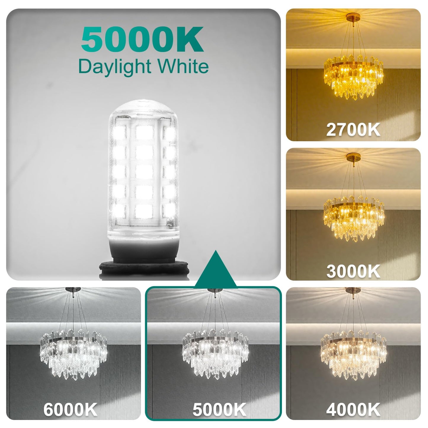 Dicuno G9 Led Bulb 5000K Daylight White G9 Led Light Bulbs 4W Equivalent To 40W Halogen Replacement Non-Dimmable 400 Lm T4 Bi-Pin Base Replacement For Chandelier Light Home Lighting 10 Pack