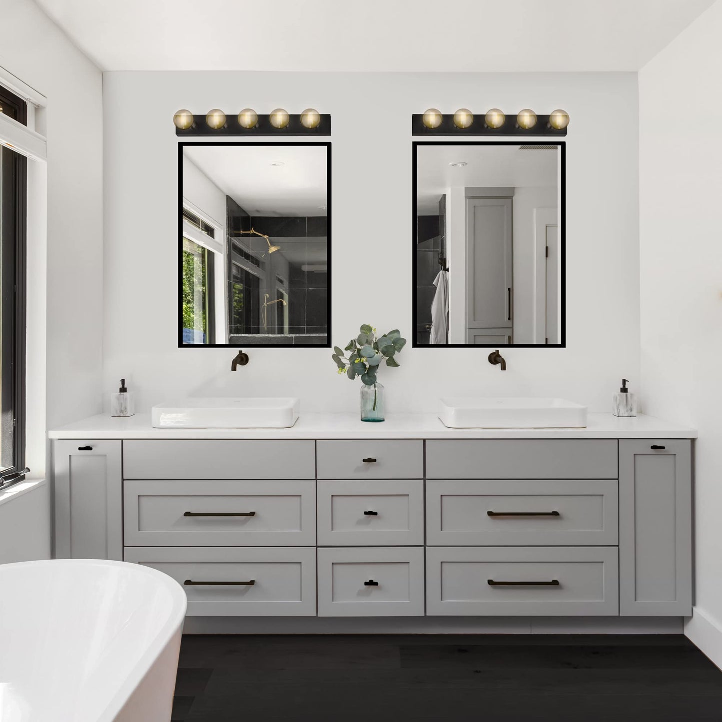 Design House 588582-BLK 5-Light Dimmable Vanity Strip Light, Matte Black, Iron for Bathroom and Bedroom