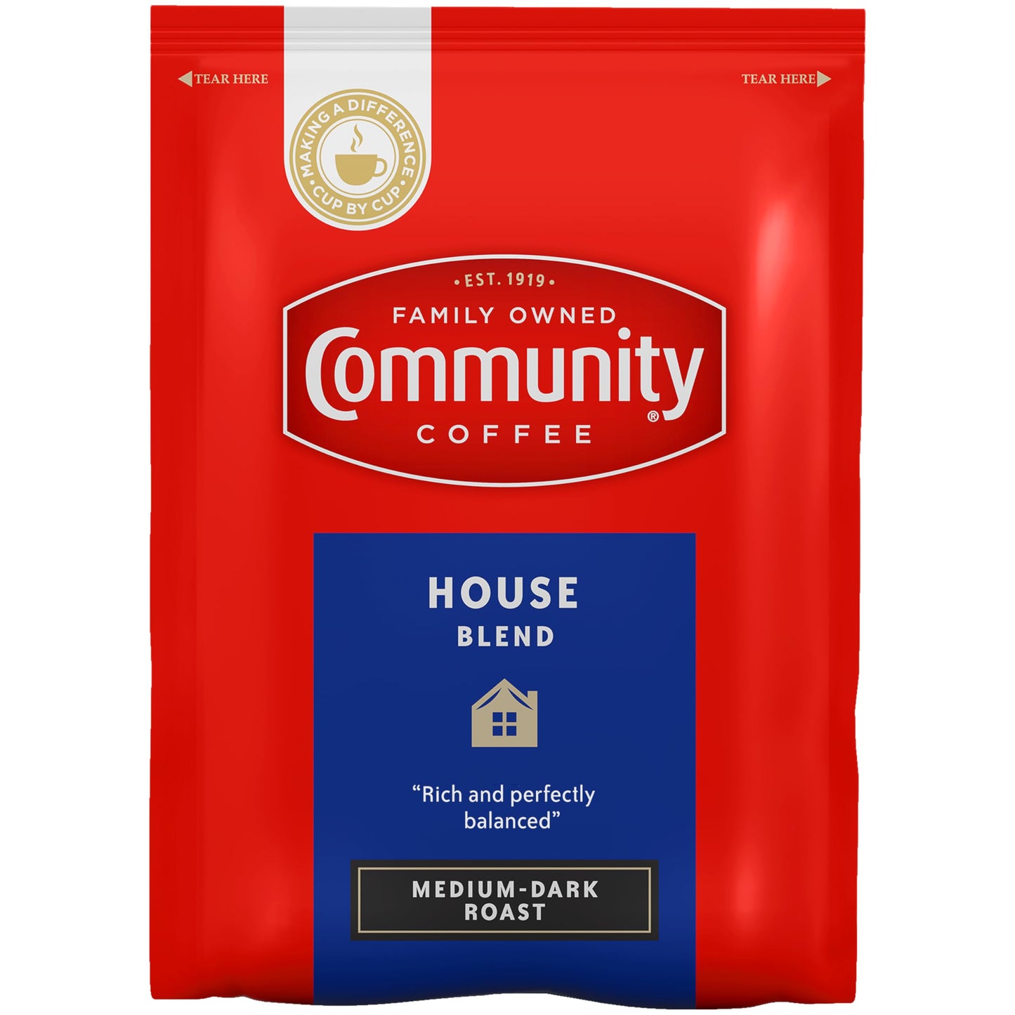 Community Coffee House Blend Medium-Dark Roast Pre-Measured Coffee Packs 3.0 Ounce Each (Box of 20)