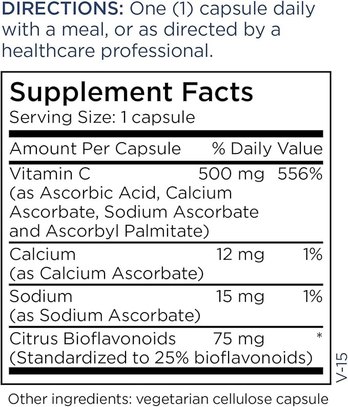 Metabolic Maintenance Buffered Vitamin C 500 mg with Bioflavonoids - Supplement Designed to be Easy On The Stomach (90 Capsules)