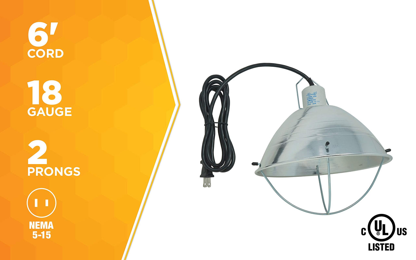 Woods Brooder Lamp with Bulb Guard, 10.5 Inch Reflector, 250 Watt, White, Model 0165