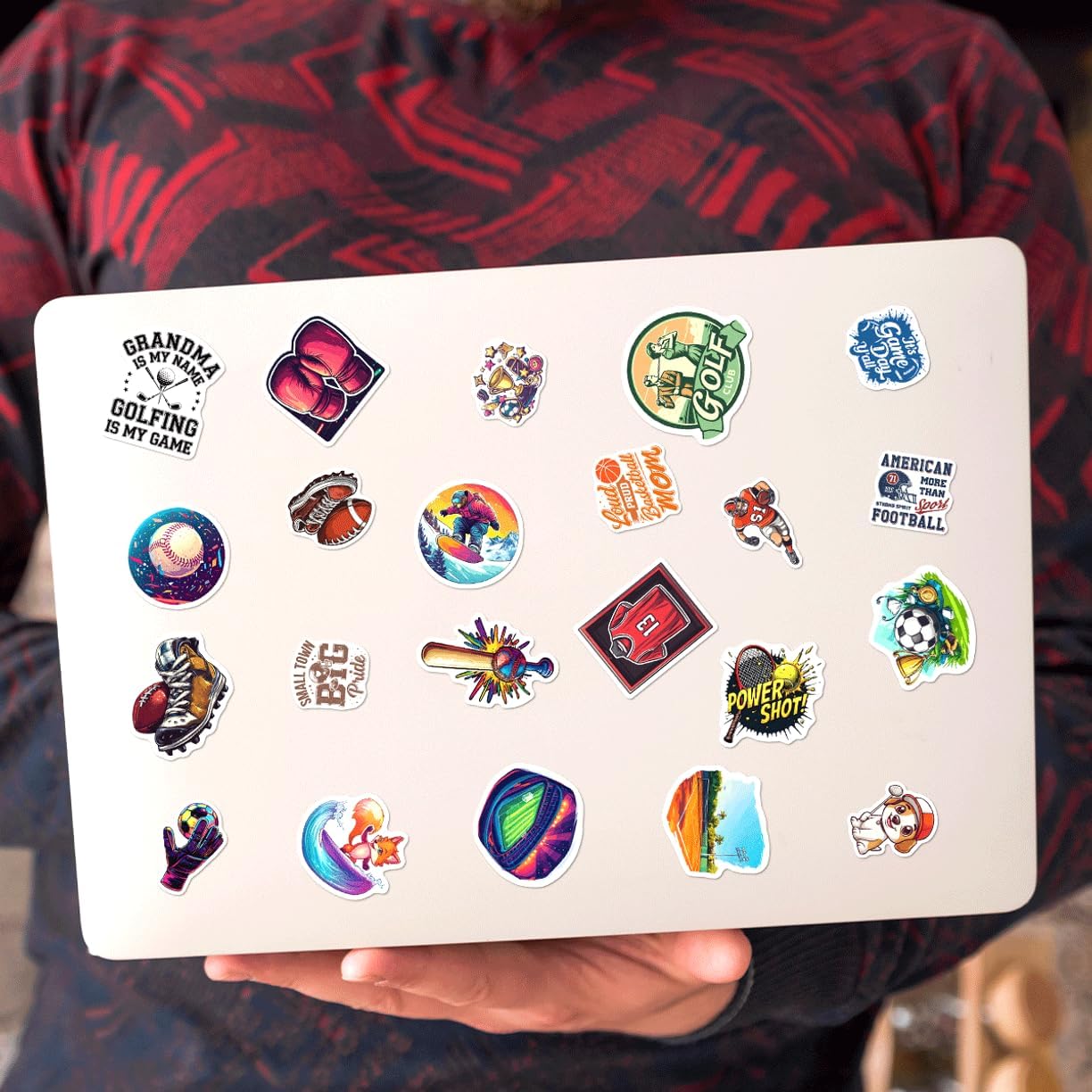 Sports Motivational Stickers 108Pcs Pack for Water Bottles Skateboards Lockers Laptops Football Basketball Soccer Tennis Golf Decals Waterproof Vinyl Teens Kids