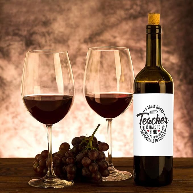 24 Pcs Teacher Thank You Gifts Wine Labels Teacher Appreciation Gifts Wine Bottle Stickers A Truly Great Teacher Wine Labels for Bottles Gifts for Women Men