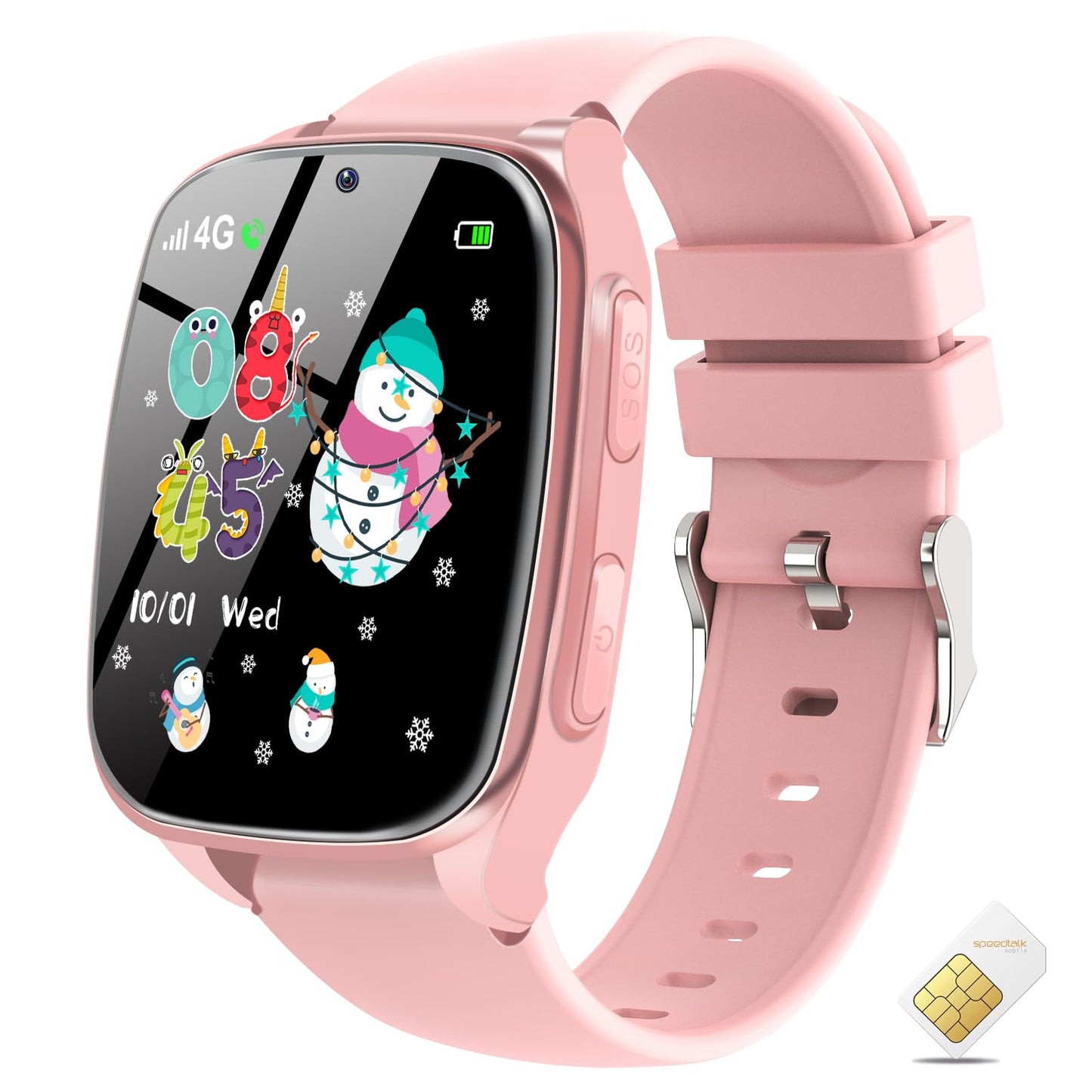 Yiphun 4G Kids Smart Watch - Smartwatch for Kids with SIM Card, SOS Call Camera Video Alarm Stopwatch AudioBook Music Games Pedo