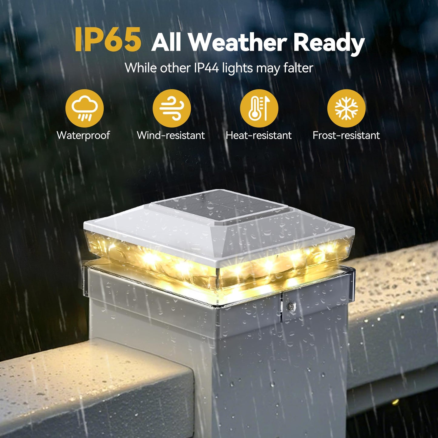 KEILAIMO Solar Post Cap Lights, 18-Pack, IP65 Waterproof, Warm White Glow, for 4x4 and 5x5 Posts, White, Model SL51