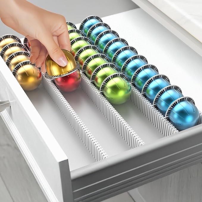 Coffee Pod Storage Holder Drawer Insert for Counter Compatible Nespresso Vertuo Vertuoline Capsules for Home, Office, Coffee Station(white)