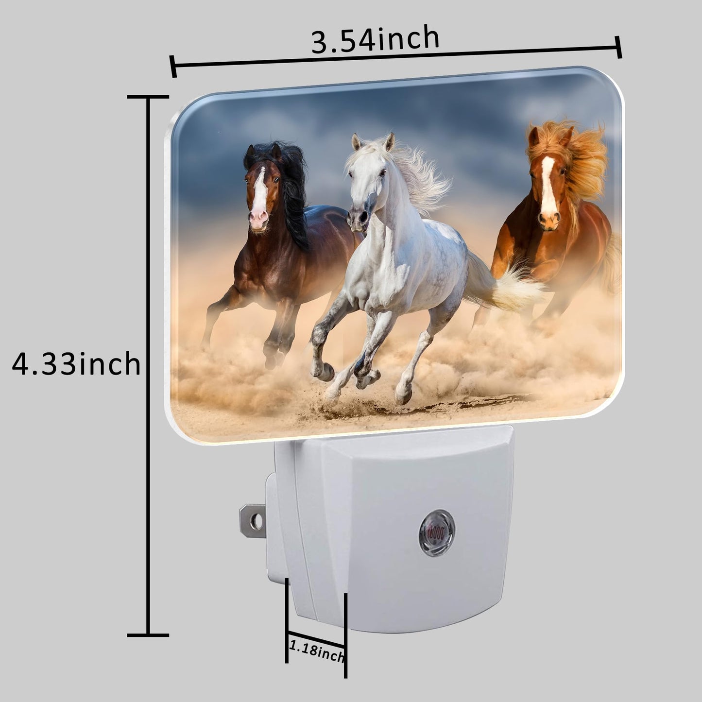 Uiaoiais Horse Night Light Plug-in with Dusk to Dawn Sensor, Plastic, Horse Running in Desert, Model Uia-CHANG-NEWA13