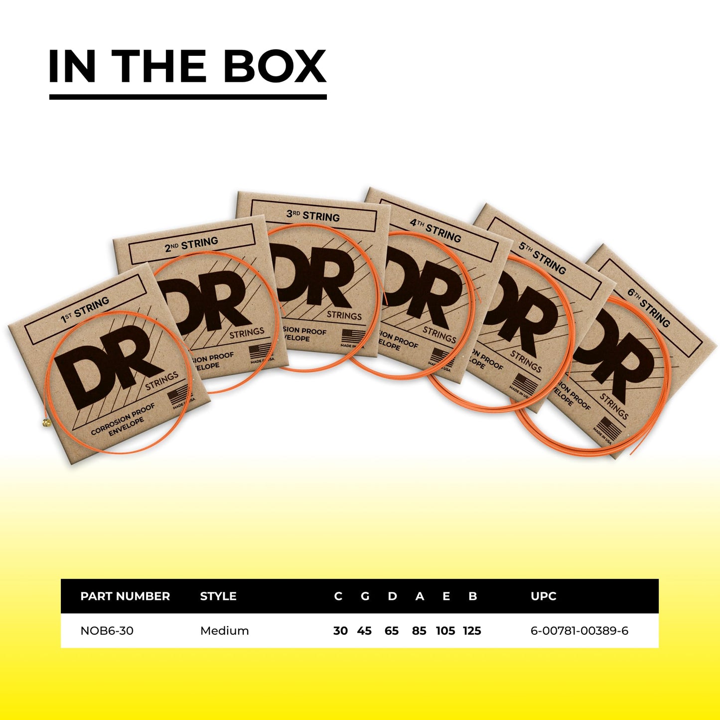 Dr Strings Hi-Def Neon Bass Guitar Strings (Nob6-30)