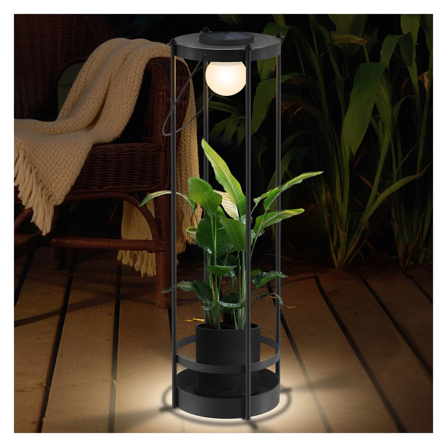 Solar Lights with Plant Stands - Outdoor Solar Floor Lamp, Waterproof Metal Outdoor Lighting for Patio, Yard, Garden, Pathway (3