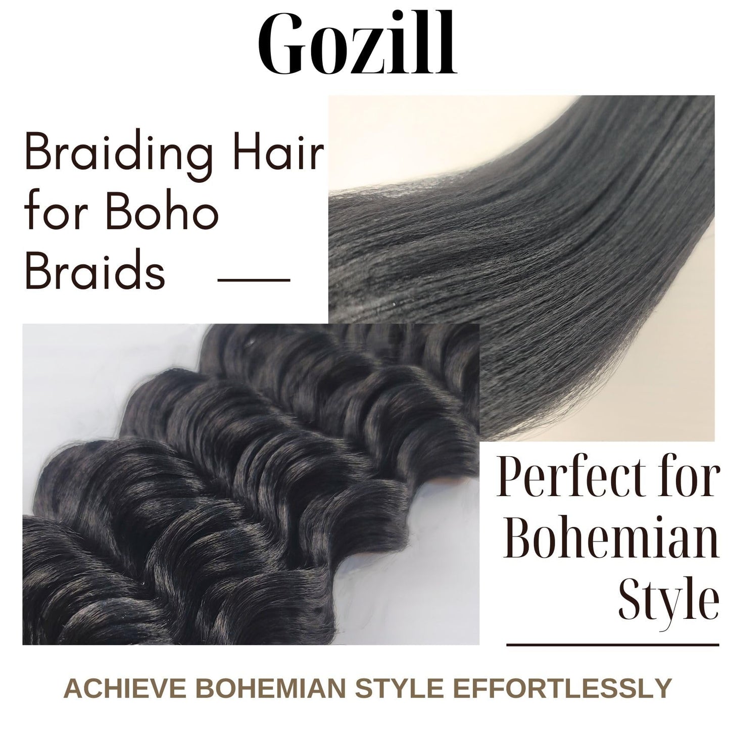 Black Braiding Hair Pre Stretched 30Inch for Boho Braids Long Knotless Weave Boho Braids Hair for Braiding