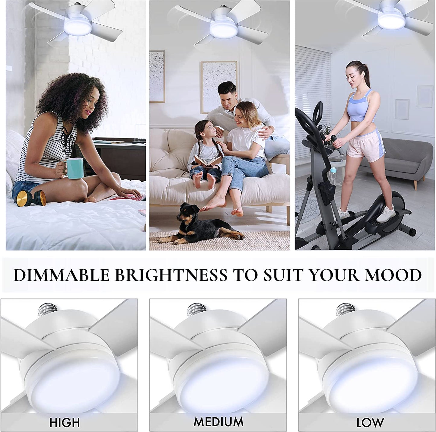 Bell+Howell Socket Breeze Light 5-Speed Deluxe Led - Ceiling Fans With Lights And Remote Control - For Bedroom, Kitchen, Living