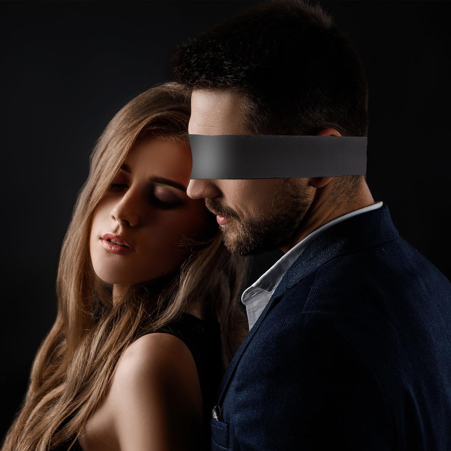 2 Pcs Satin Eye Mask for Sleeping - Silk Blindfold for Women & Men - Adults Couples Blindfold Scarf - Sleep Eye Cover for Travel Nap Meditation - Valentine Gift - 150cm/59inch (Black + Red)