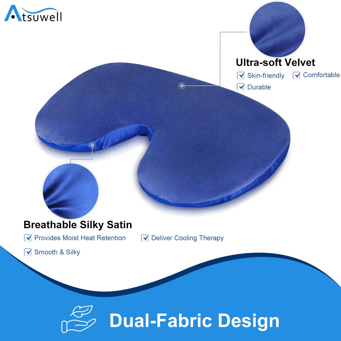 Atsuwell Sinus Mask, Warm Cold Compress Eye Mask for Dry Eyes, Weighted Eye Pillow Microwavable Face Heating Pad for Soothing Sinus Pressure and Relaxation, Blue