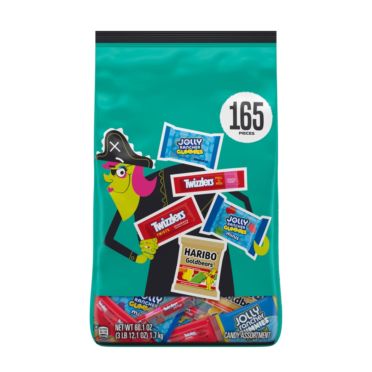 HAL Sweets Assortment Stand Up Bag (JOLLY RANCHER Gummies JOLLY RANCHER Gummies Minis TWIZZLERS PULL N PEEL Cherry Flavored TWIZZLERS Strawberry Flavored Twists and HARIBO GOLDBEARS)