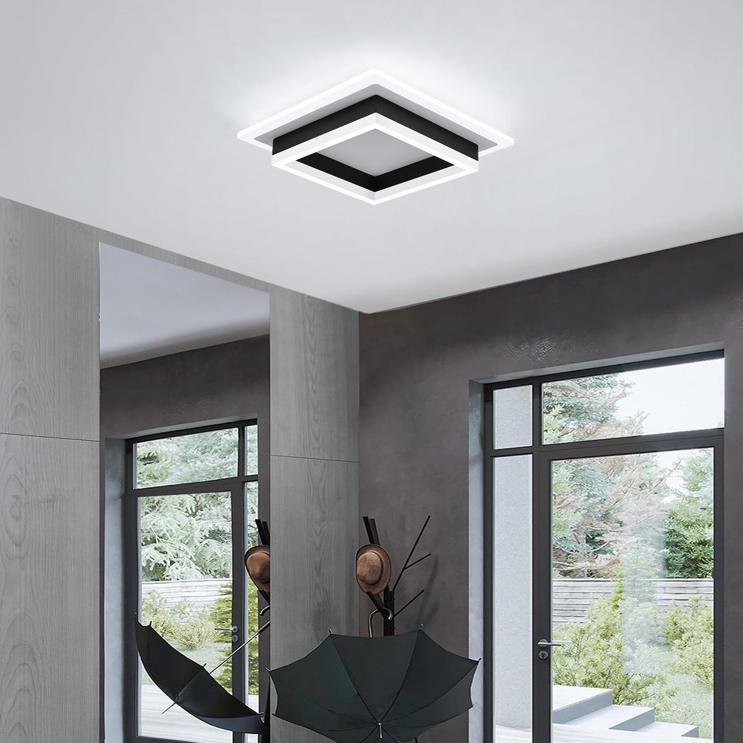 Eidisuny 32W Modern Led Ceiling Light Small Flush Mount Light Fixture 6500K Cold White Ceiling Lamp Square Hallway Lighting Fixtures For Living Room Bedroom Bathroom Kitchen (White Cold White)