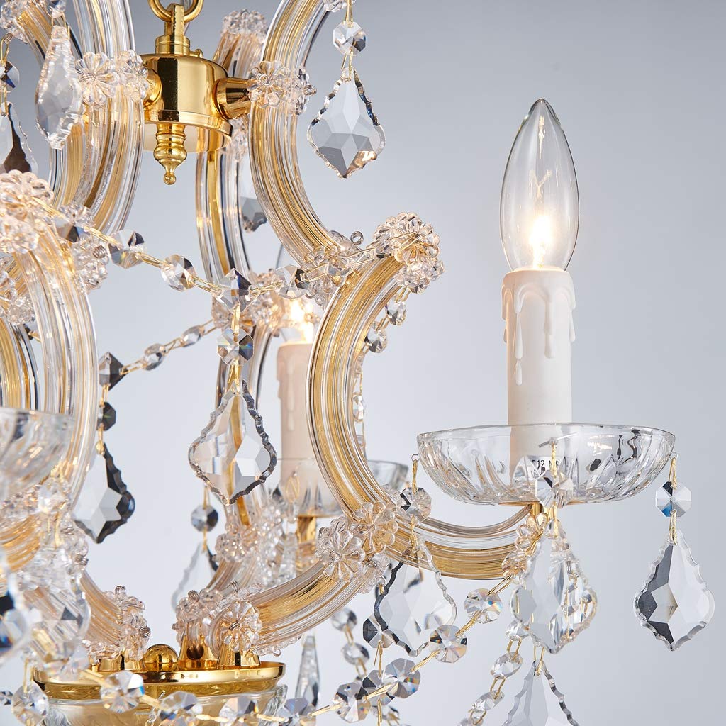 SM Saint Mossi 4-Light Crystal Chandelier, Gold, Adjustable Chain, H17 x W18, Model SM-DY-19086