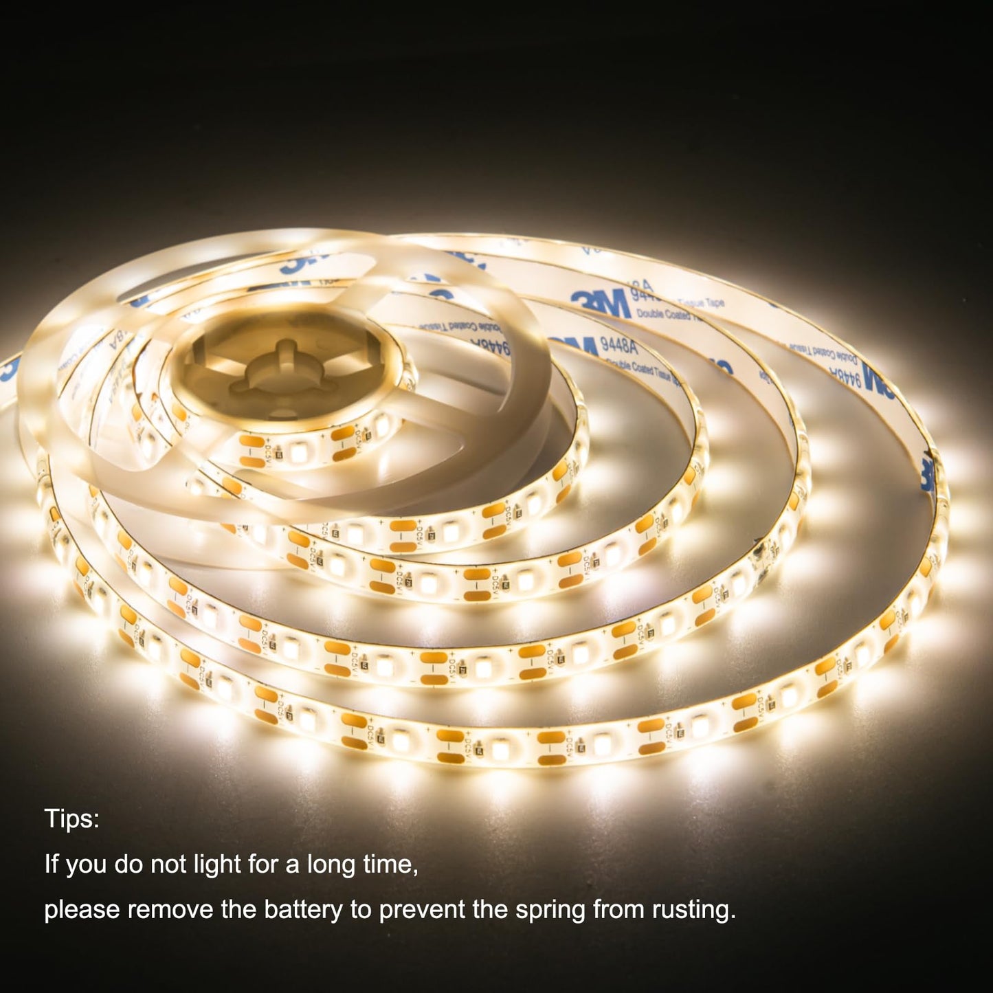 Marreal Battery Powered Led Strip Lights, Warm White, with Remote, 13.2ft, 240LEDs Dimmable, Timer, Cuttable Suitable for Bathroom, Fish Tank, Marriage, Kitchen, Waterproof.
