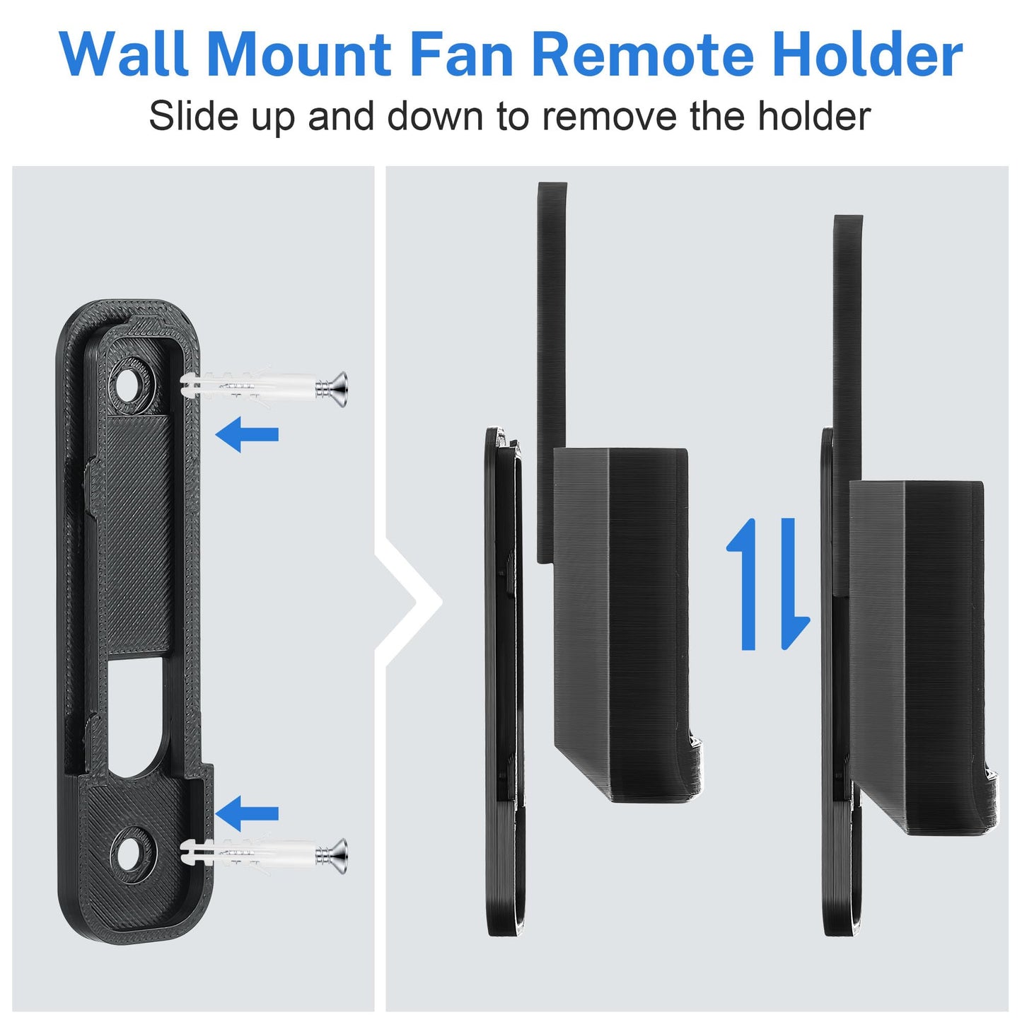 Saillong 2 Pack Ceiling Fan Remote Control Holder With Screws Wall Mount Fan Remote Bracket (Black)