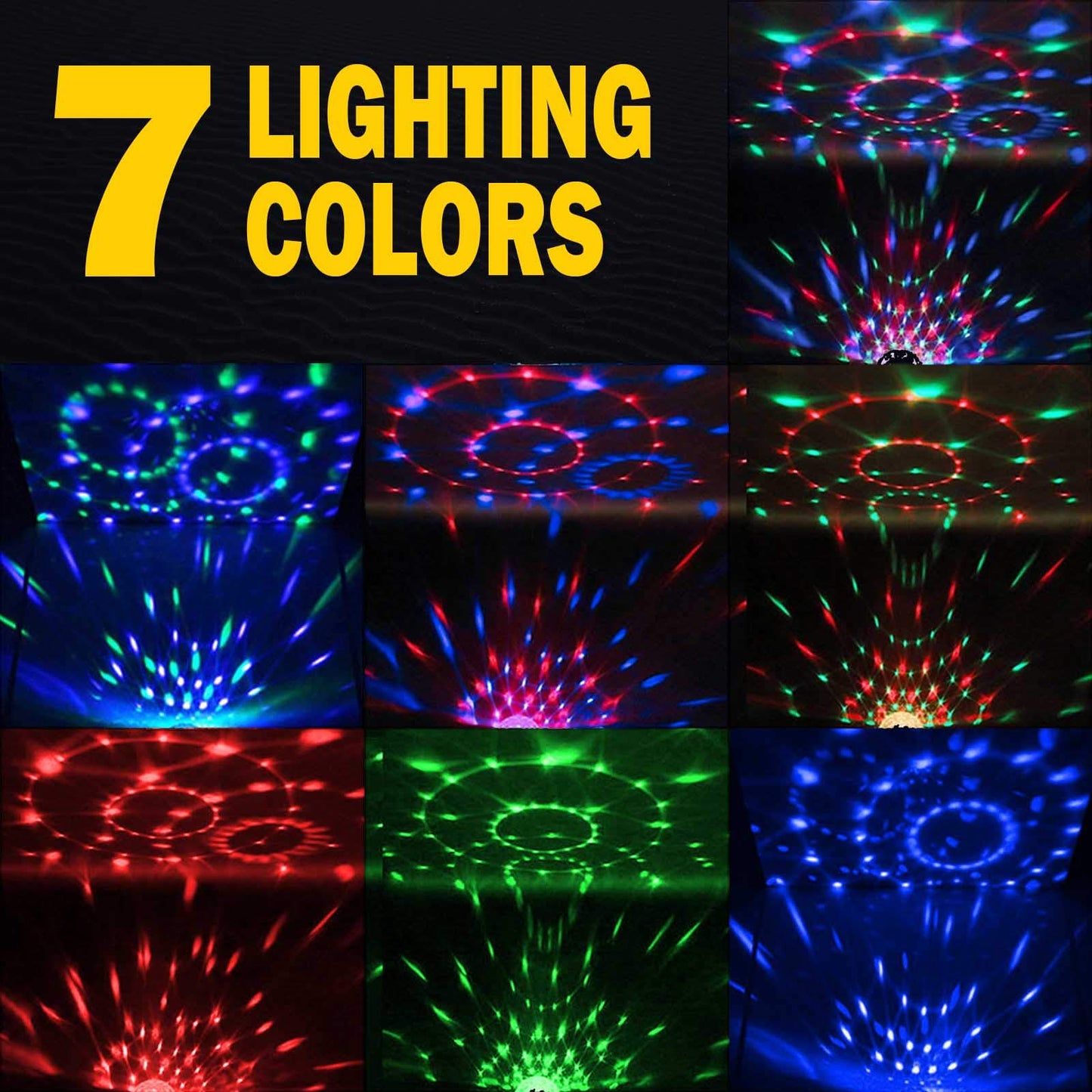 Apeocose Disco Party Lights 2 Pack, Sound Activated, Remote Control, Music Sync, Black, Model MU00101A