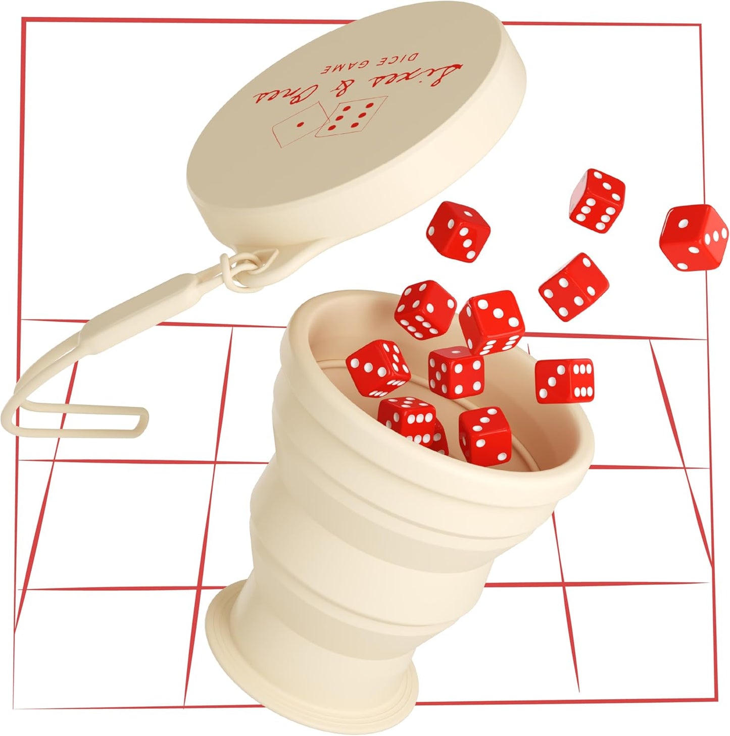 Vango Sixes & Ones Dice Game ā 6 Curated Dice Games All in One, Expandable Rolling Cup to Play Anywhere ā for Kids, Adults, Families, Travel, Perfect for Game Nights
