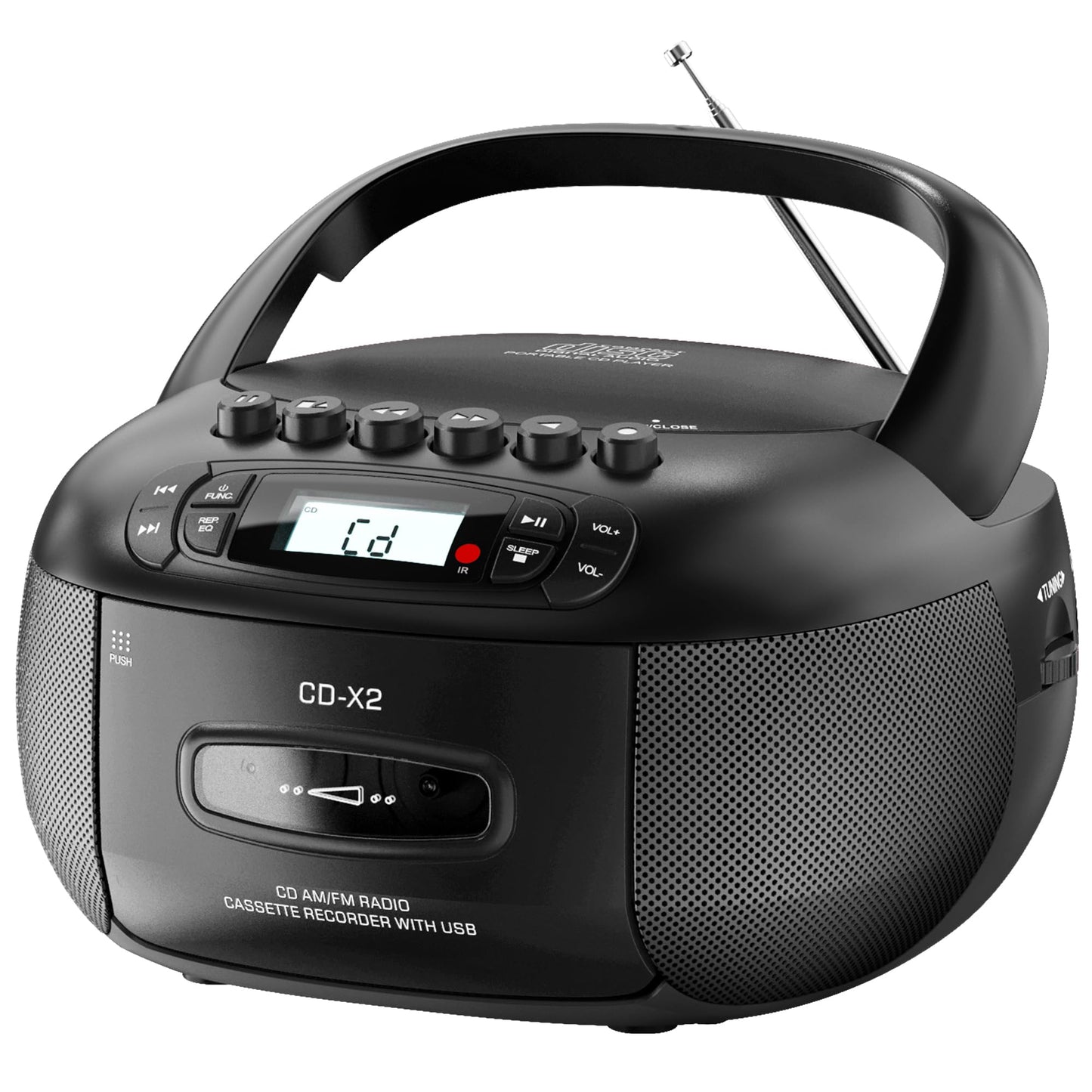 Hayerpor CD Player Boombox with Cassette Player,Bluetooth,Radios and Remote - CD/MP3/USB Player with Stereo Sound - Tape Recordi